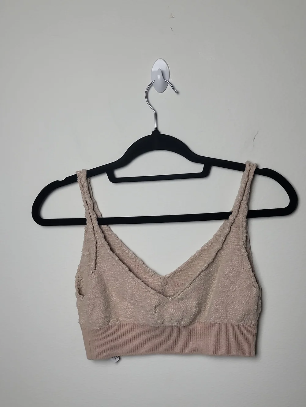 FP Beach Boho Crop Top Beige Knit Small